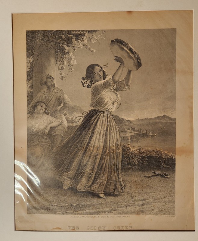 Original The Gypsy Queen Engraving by Francis Holl, 22″ X 19″, ca 1850-1884