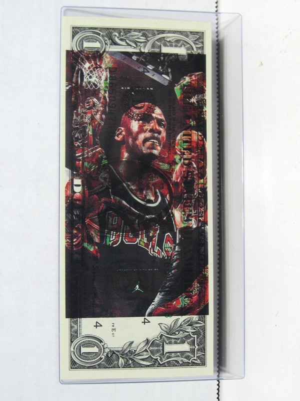 Death NYC LTD ED Signed Art USD DOLLAR bill $1Bank Note Michael Jordan Bulls COA