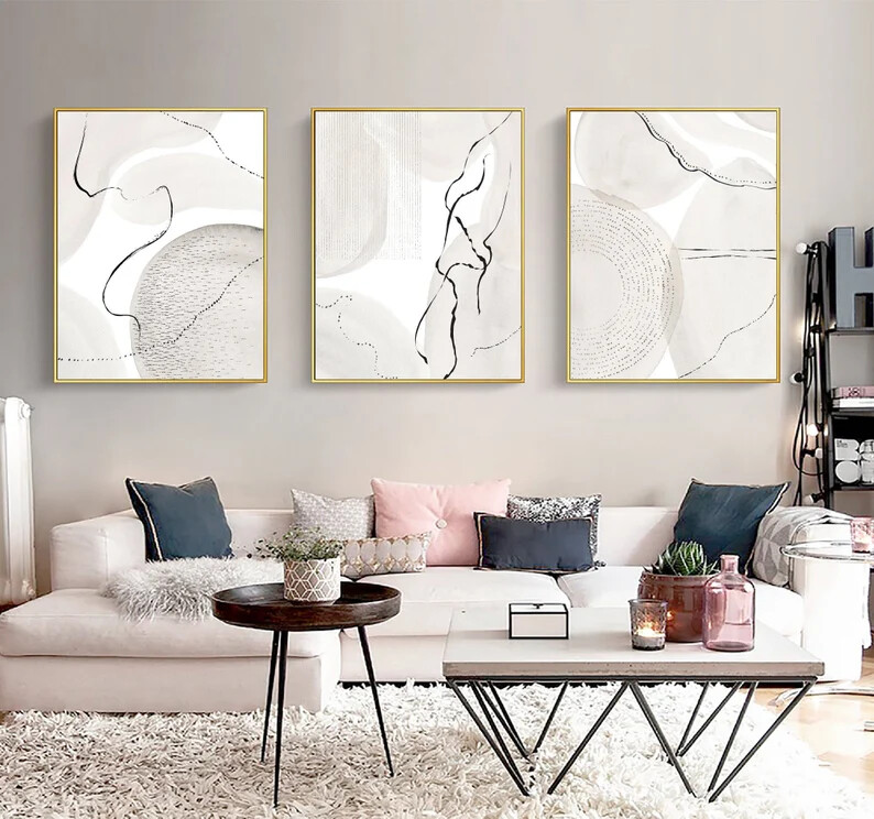 Neutral wall Art Decor Prints Abstract Beige Minimalist Posters Line Art gallery