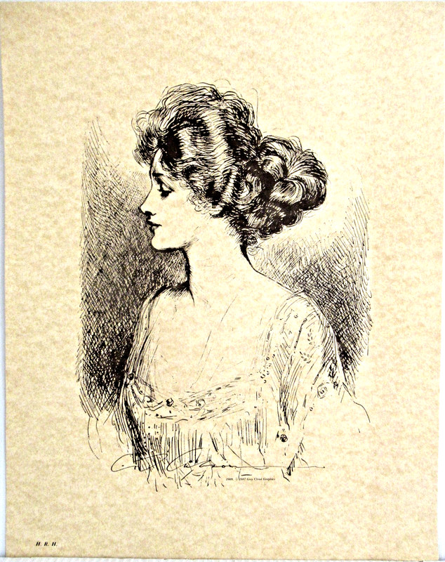 " H. R. H. " ~ (GIBSON GIRL) ~ ** 1909 PEN-AND-INK SKETCH - (11" X 14") **