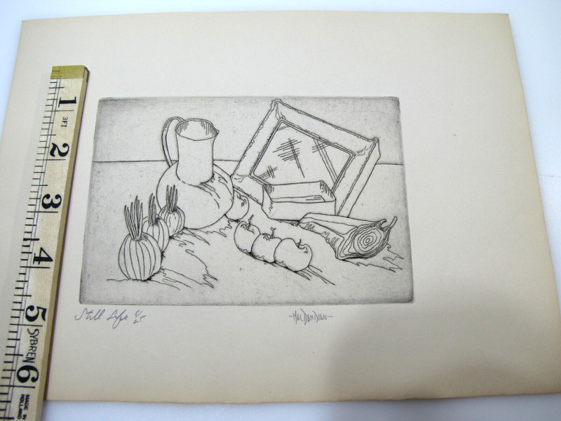 Vintage Karnig Nalbandian Signed Numbered Still Life Etching Intaglio Print Art