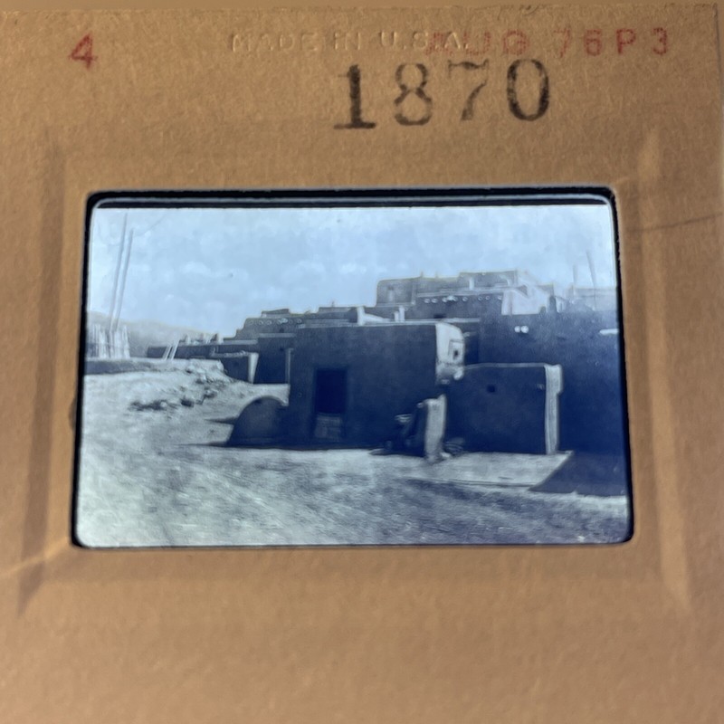 1870 Edward Curtis “Taos & Kiva Entrance” Pueblo Native American 35mm Art Slide
