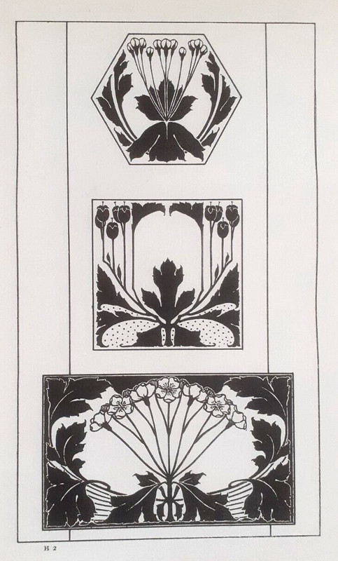 WADSWORTH HAWTHORN NOUVEAU PRINT 1910 ART Floral Nature Geometric Ornament