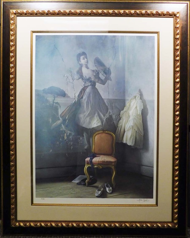 Unknown Artist Giclee on paper ballet shoes Hand Signed custom framed
