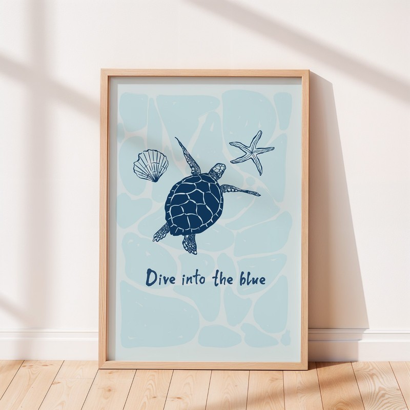 Into The Blue Sea Turtle Wall Art Print, Ocean Wall Decor, Sea Life Print gallery