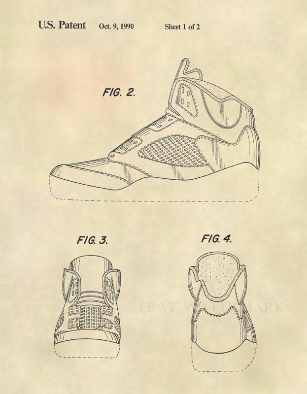 Official Air Jordan Retro 5 US Patent Art Print – Nike Jordan V Artwork 519