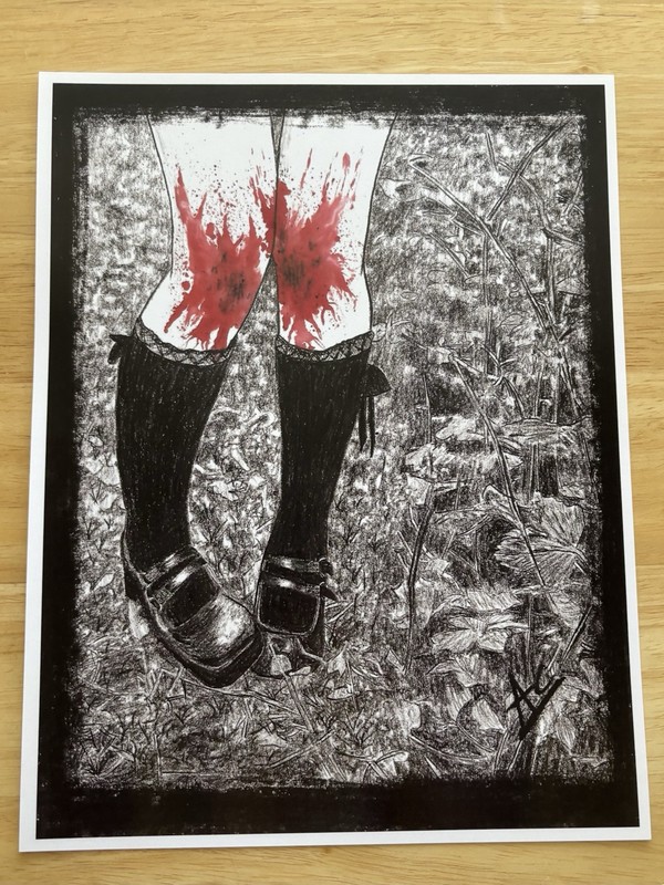 Angel Dark Art Print 8.5x11” Charcoal Monsters AcidBrain Artwork Erotic Blood