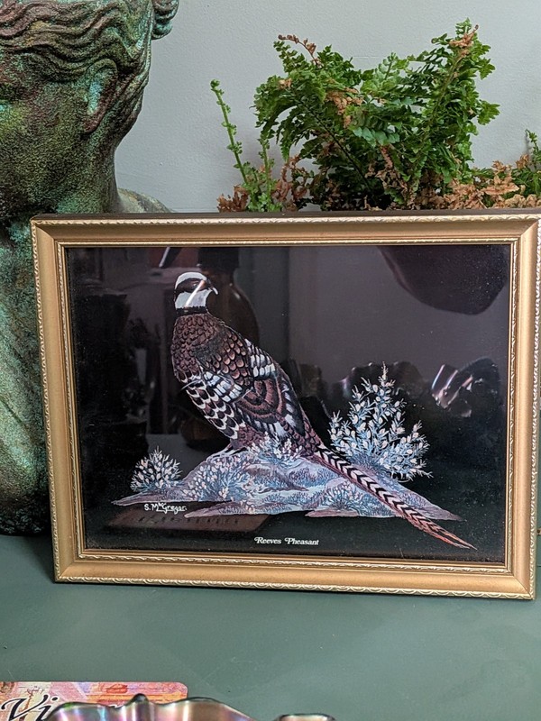 Vintage Reeves Pheasant Framed Wildlife Art Print S. McGregor 1970s 1980s Retro