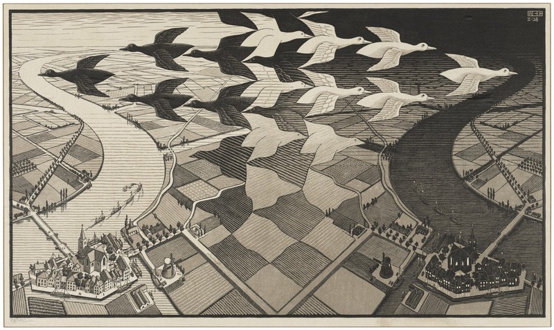 Maurits Cornelis Escher: Day and Night 22×30 Archival Quality Fine Art Print