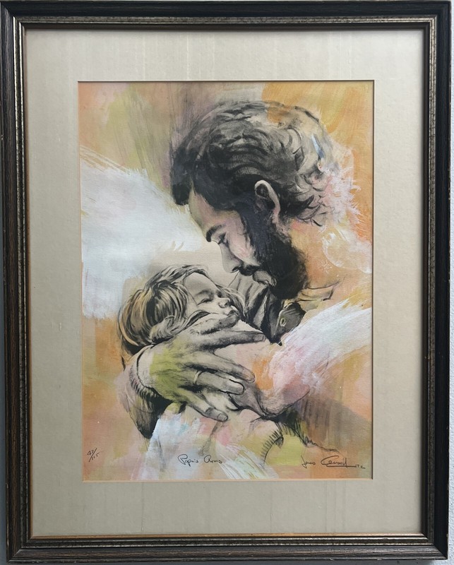 Jonas Gerard stunning portrate of a Father with his daugher signed in pencil