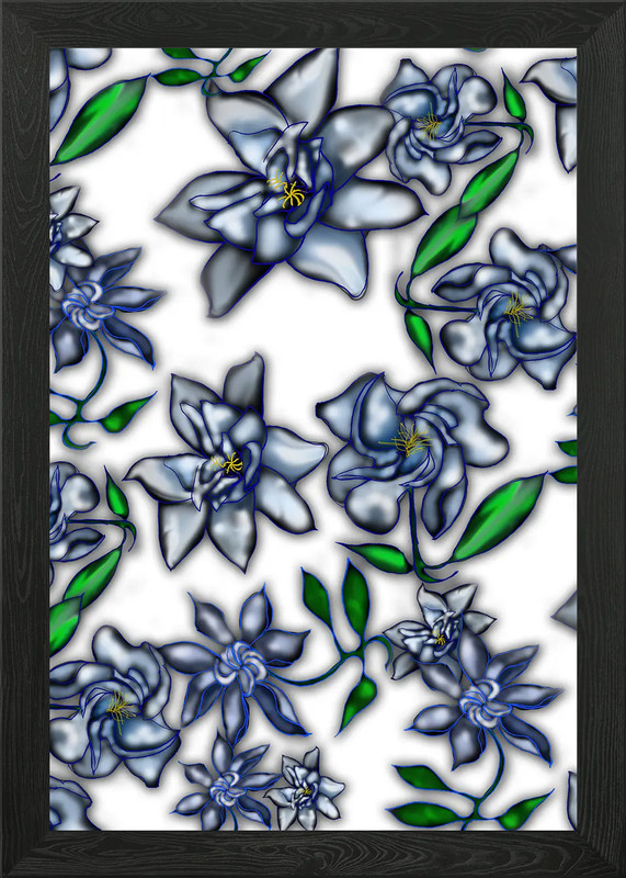 Gardenias on White Framed Wall Art Poster Canvas Print Picture