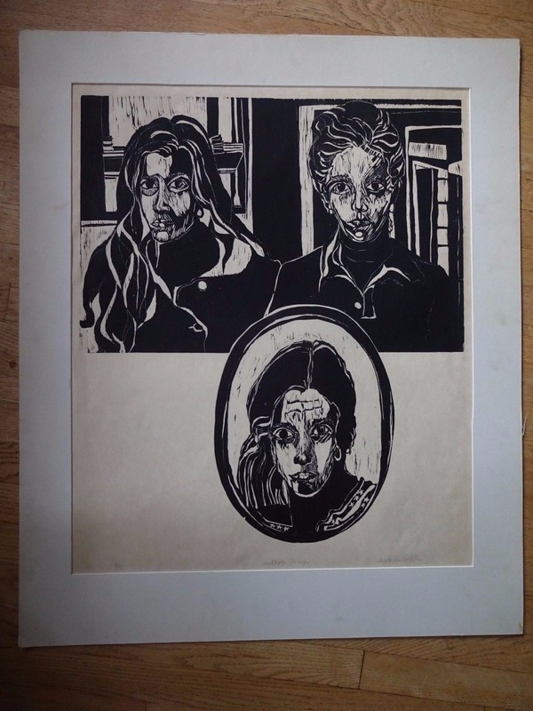 Carole Sue Lebbin Woodblock «Multiple Images» Signed/Numbered 8/75