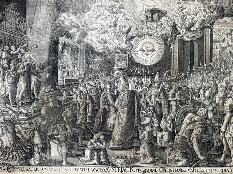 Old Master Engraving St Remigius Baptism Of Clovis ca 1700 Christ Angels gallery
