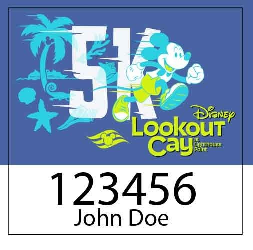 Run Disney Lookout Cay 5k Bib - Print on Demand - on Waterproof Vinyl Paper gallery