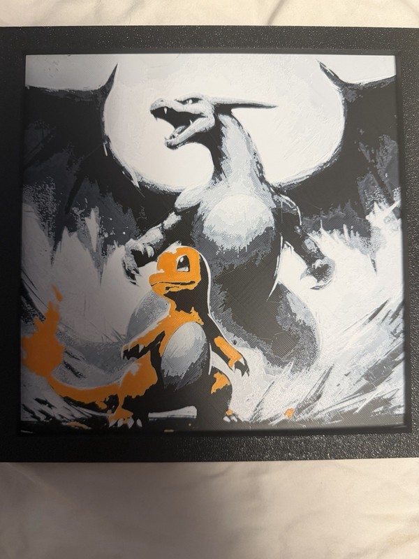 Framed Pokémon Print Decor - Charmander Charizard, 3d printed gallery