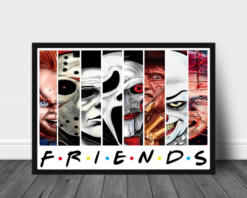 Chucky Freddy Jason Jigsaw IT Hellraiser Mike Myers Scream horror friends print