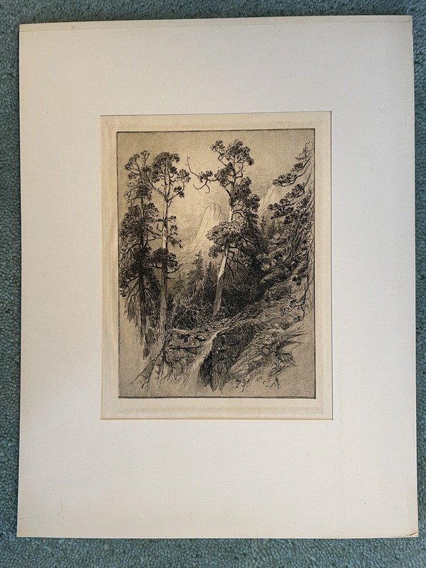 Orig. Etching J.D.Smillie RARE Early 1879 1st State CENTENNIAL ROCK Plate Signed