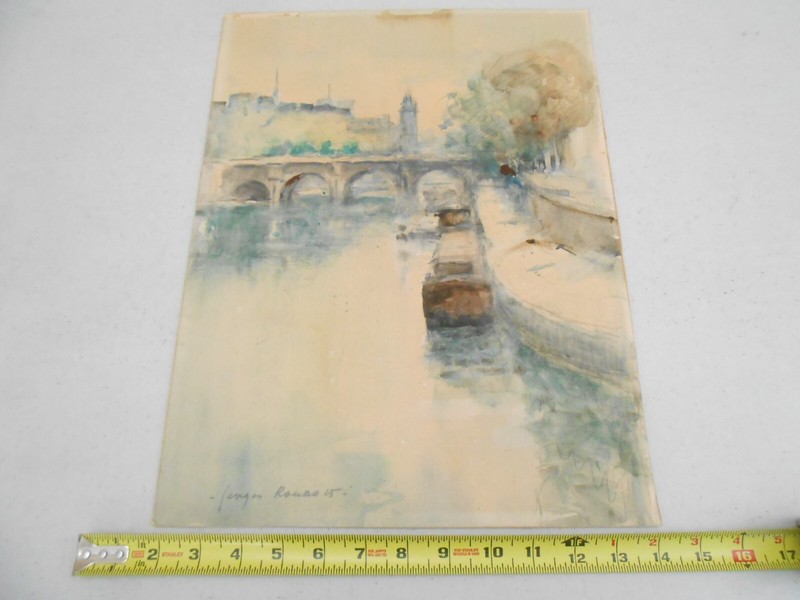 ORIGINAL SIGNED 1960’S WATERCOLOR PAINTING / LITHOGRAPH EUROPE FRENCH ART