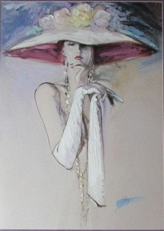 RICHARD ELY RE-TOUCHED LITHOGRAPH WHITE GLOVES