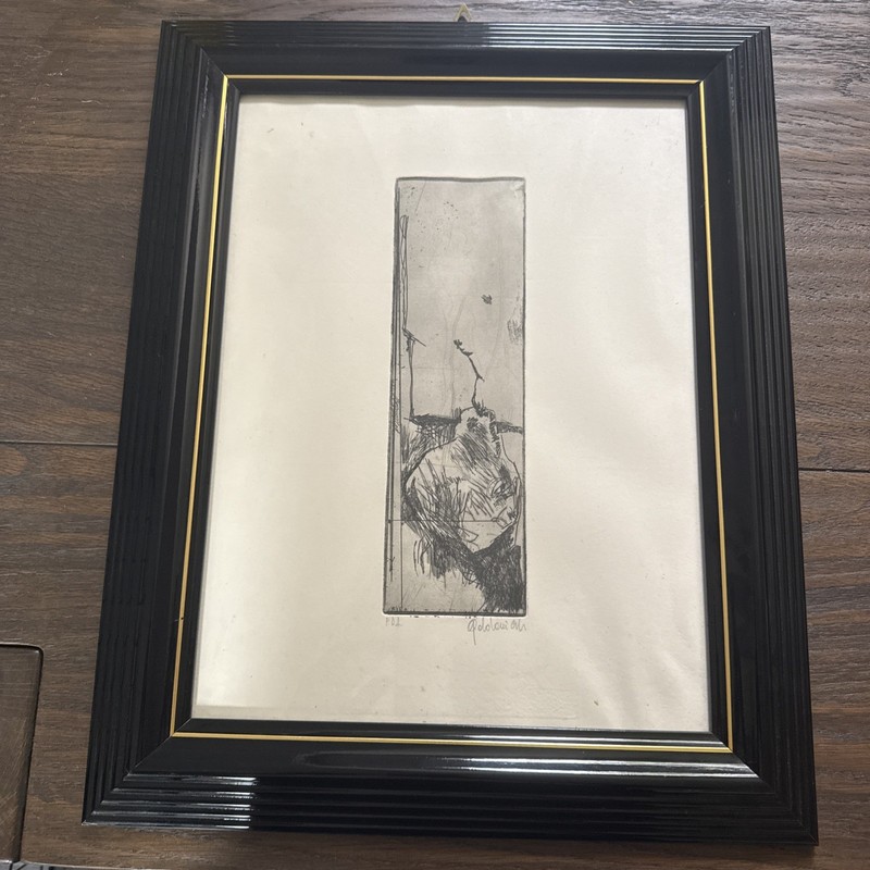 Abstract Pear Etching 10 3/4″ h × 4 1/4° w Image. Signed/ Numbered, Italy