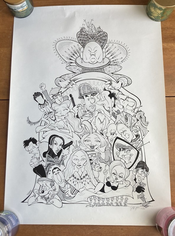 John York Hand Drawn Charactures 22” x 30” Picture #15/300 Signed by Artist