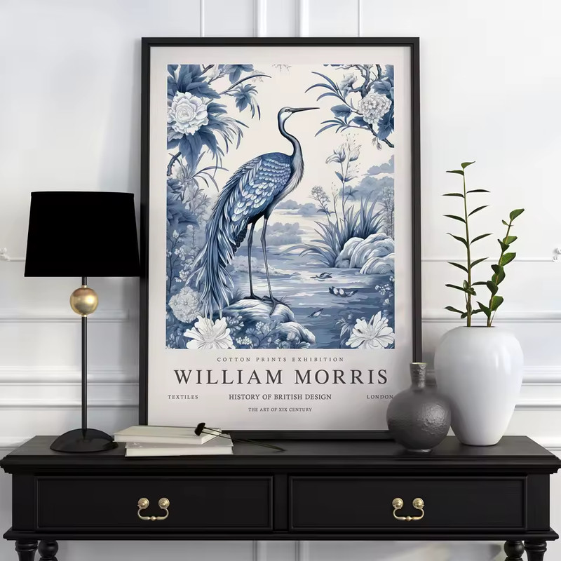 William Morris Heron Stalk Art Canvas Print Poster Cotton Prints 20×30  30×40 cm