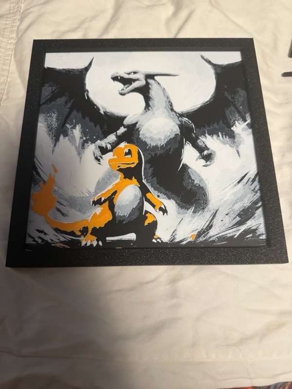 Framed Pokémon Print Decor - Charmander Charizard, 3d printed gallery