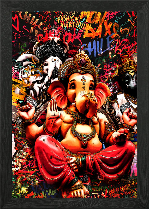 Lord Ganesh Neo Pop Art 3 Framed Wall Art Poster Canvas Print Picture