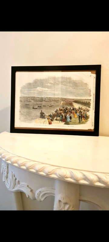 Original 1856 Illustrated London News Hand Coloured Print Victorian Scene Framed