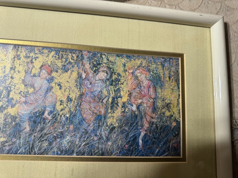 Vintage Edna (Hibel) Plotkin (1917 - 2014) "Rejoice" Print - Framed gallery