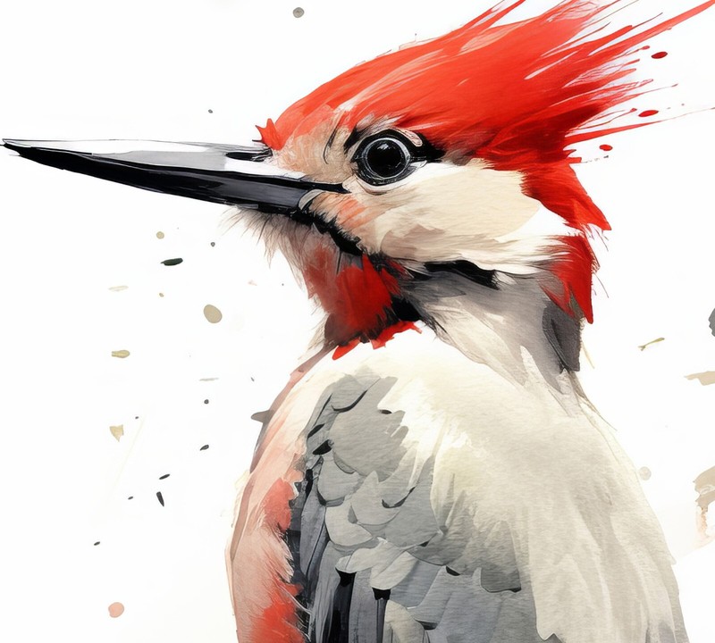 Vivid Pileated Woodpecker Watercolor Print - Bird Art of Nature's Elegance 5"x7" gallery
