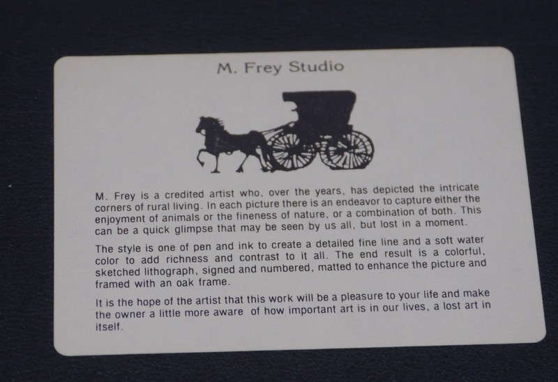 M.B. FREY SIGNED & NUMBERED FRAMED PRINT OF FARM SCENE, HOUSE, BARN, TREES gallery