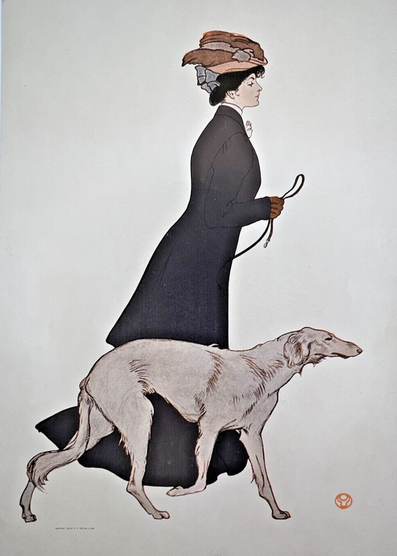 Edward Penfield ~ THE MORNING STROLL ~ 1906 ~ Original Vintage Color Print
