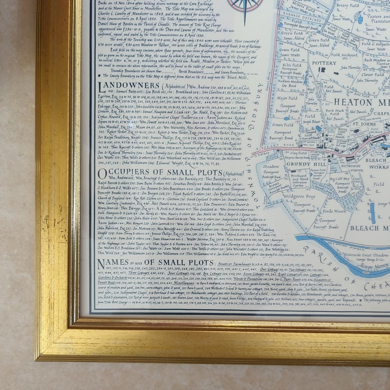 Framed 1848 Tithe Map of Heaton Mersey Cheshire Historic Plan Print Reproduction gallery