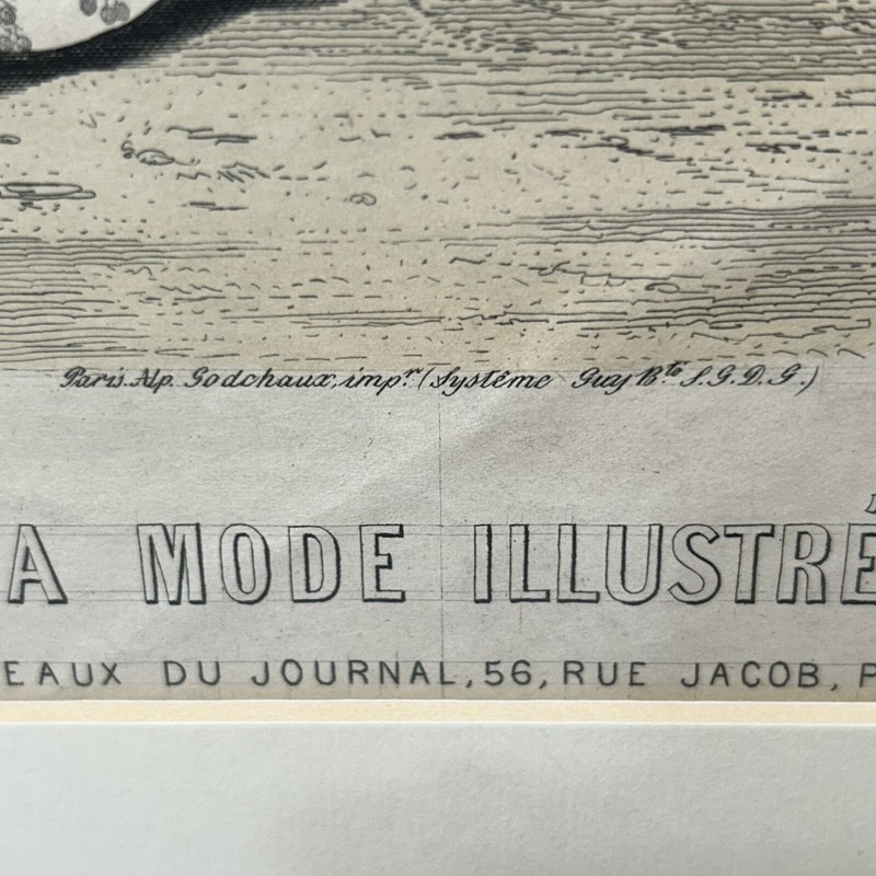 Antique Original French 15x19 framed LA MODE ILLUSTREE ~ Fashion Advertising gallery
