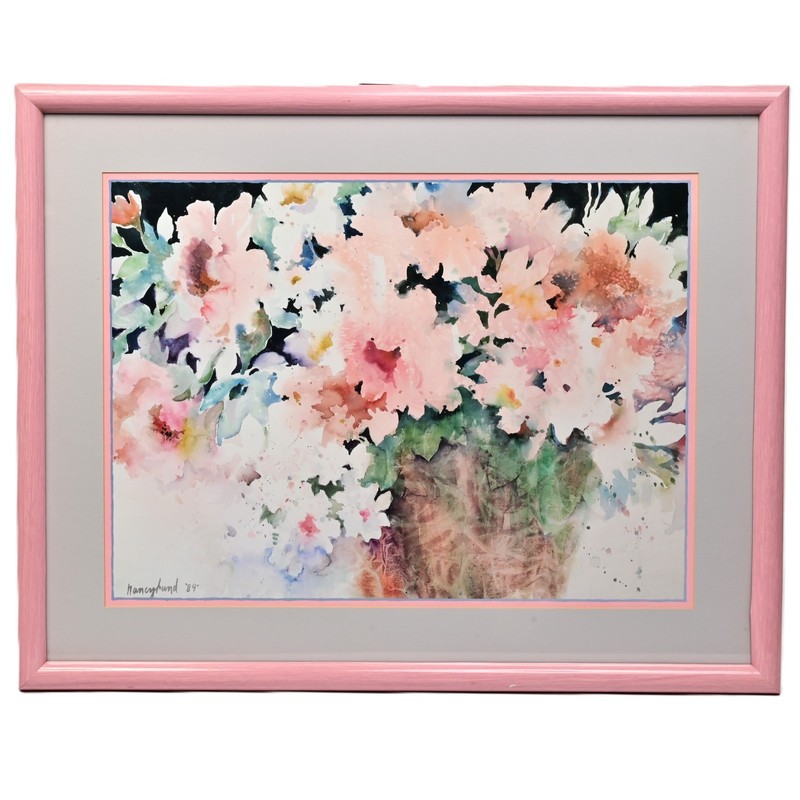 NANCY LUND Original Vintage Signed Floral Still Life Illustration Lithograph