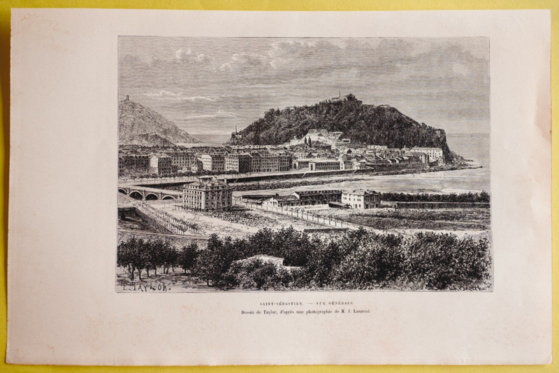 1875 Reclus print DONOSTIA SAN SEBASTIAN, BASQUE COUNTRY, SPAIN, #63