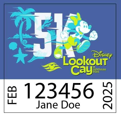 Run Disney Lookout Cay 5k Bib - Print on Demand - on Waterproof Vinyl Paper gallery