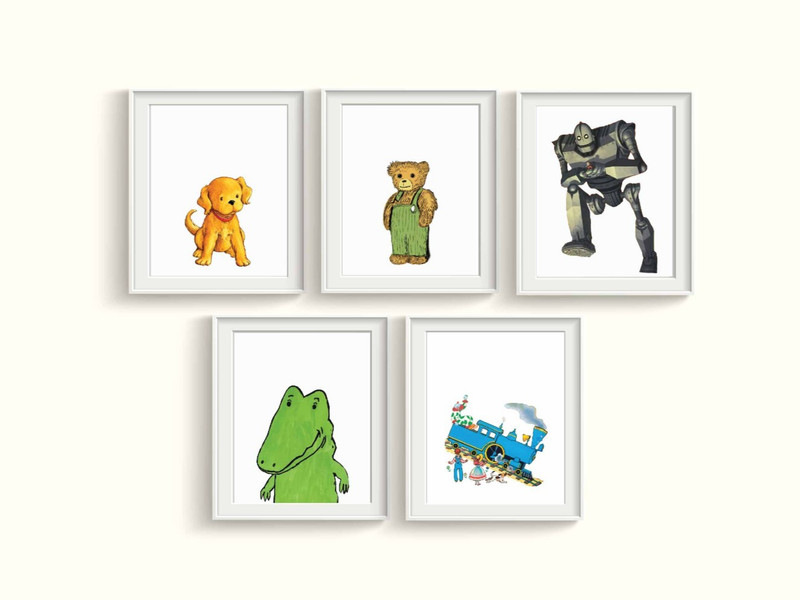 Favorite Storybook Character Art Prints Set of 5 8x10" Nursery Library Posters