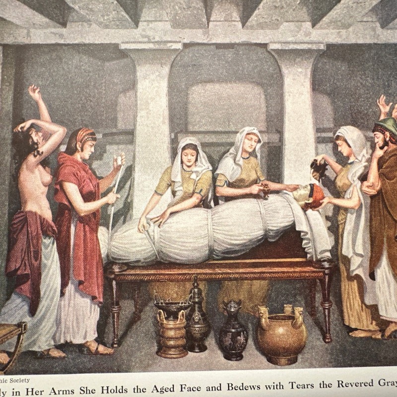 Vintage 1946 Etruscan Funeral Ancient Death Ritual Art Print Page