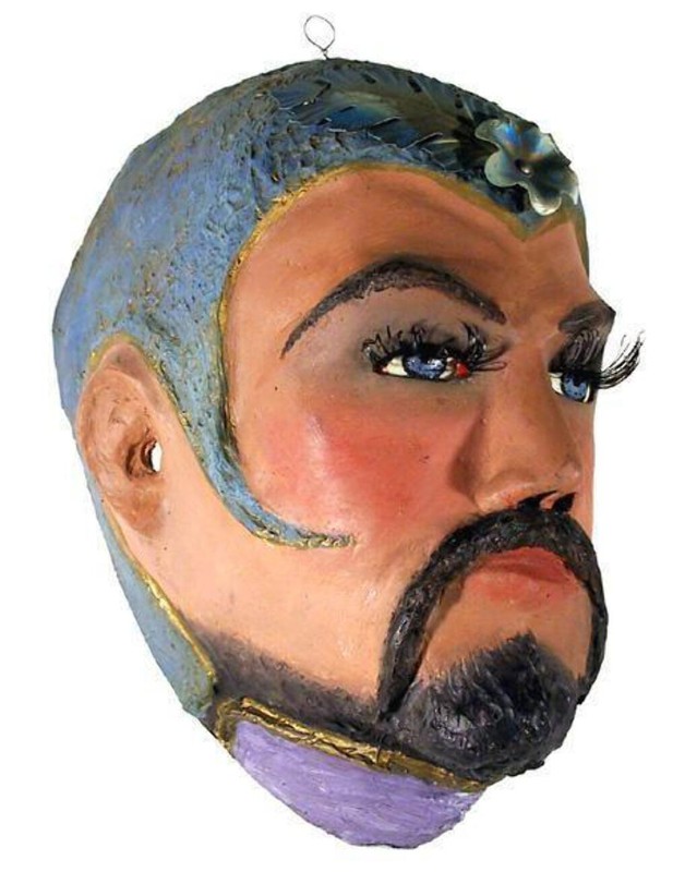 Salvador Terracina, Circus Mask, Hand Painted Papier-Mache