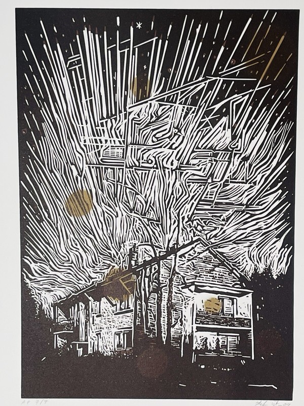 German Artist Stefan Kürten Signed Linocut Print. Alexander & Bonin Gallery NYC. gallery