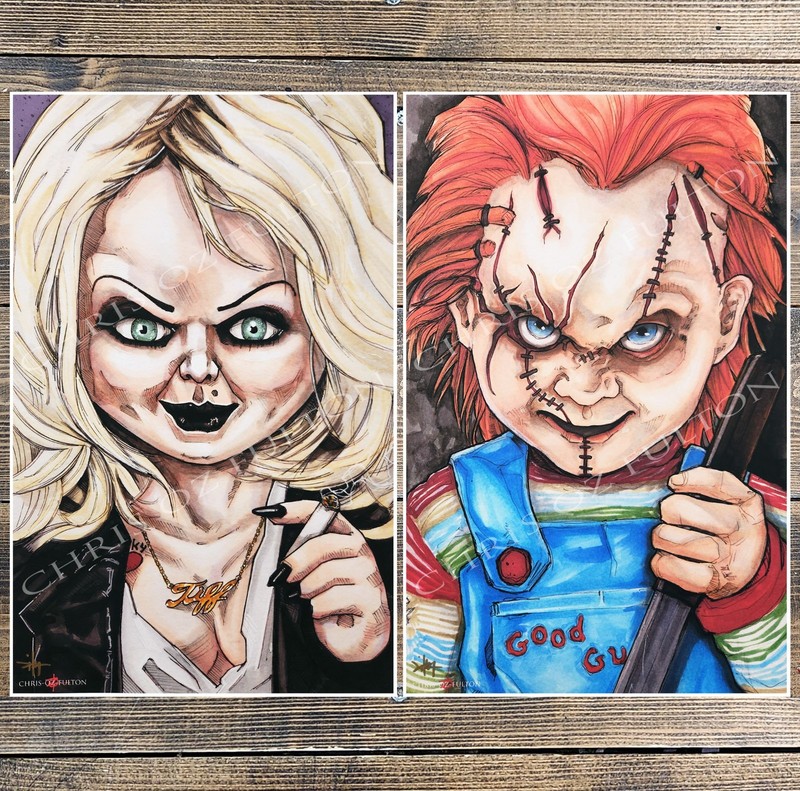 Child’s Play Chucky Tiffany Horror Movie Art 11×17 Prints Signed Chris Oz Fulton