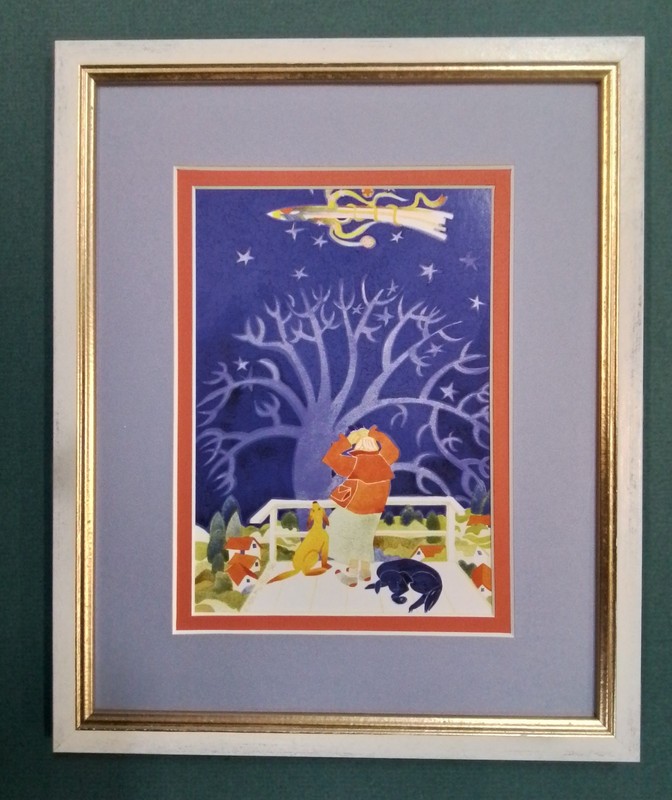HYAKUTAKE SIGHTED New! Rie Munoz One-of-a-Kind Custom Framed Art Card gallery