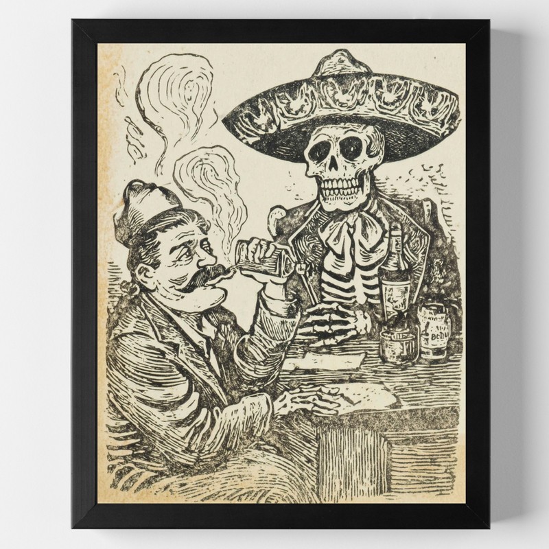 Day of the Dead Skeleton Wall Art Print 8x10 Mexican Folk Decor - 260401146 gallery