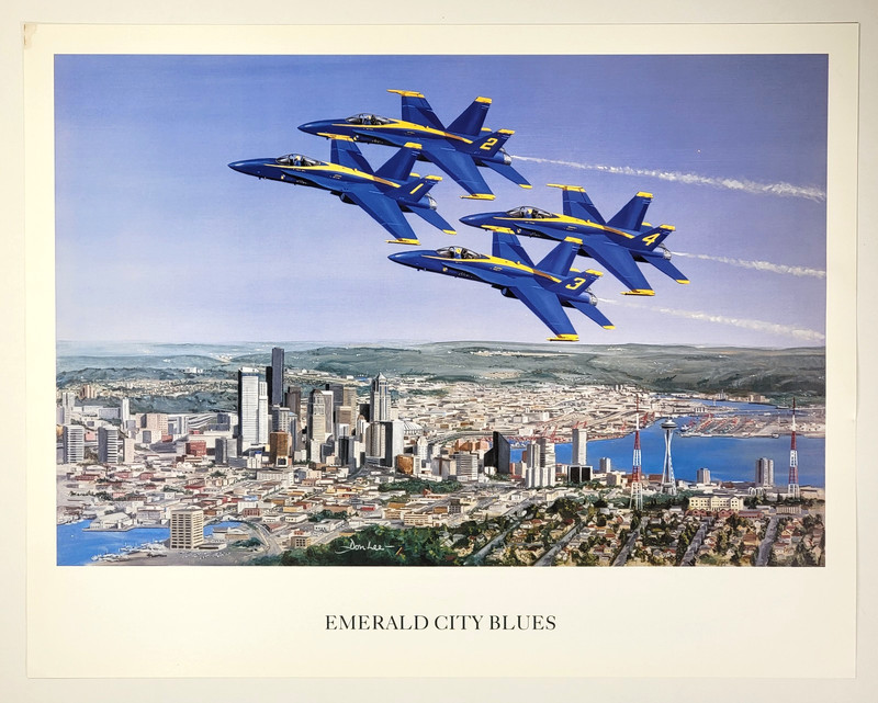 Vintage Blue Angels US Navy Aviation Art by Don Lee Seattle Seafair Puget Sound gallery