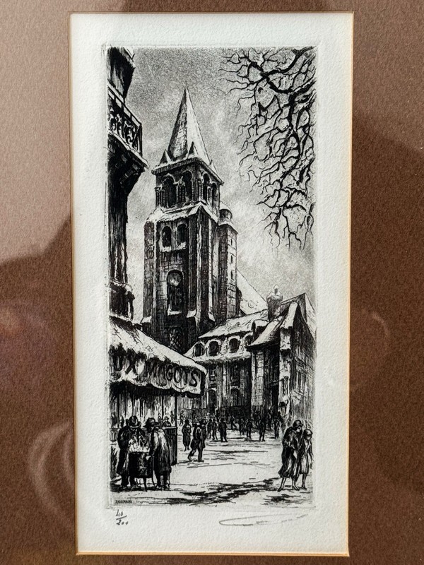 Vintage Signed 19th Century French Street Scene Wall Art Limited Edition 40/200