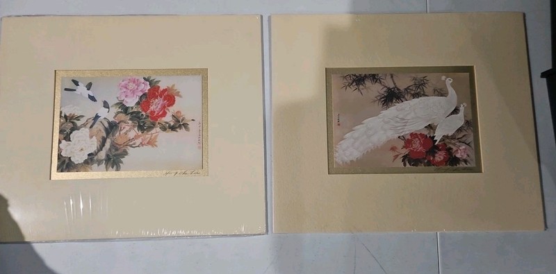 Hung Chu Lee Signed Unframed Prints Birds on Flowering Tree, White Peacock 12x14