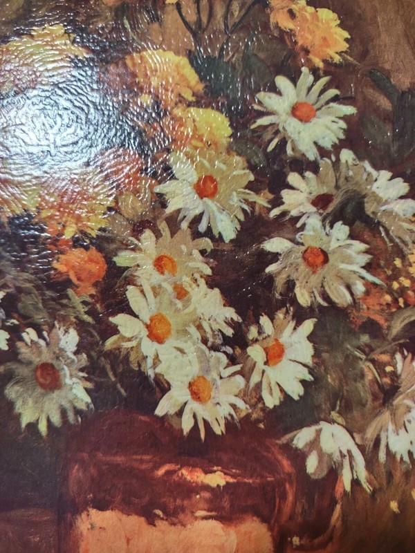 2 Floral DAC Ny Litho In USA 5x7" Vintage Art Panels Prints Yellow White Daisies gallery