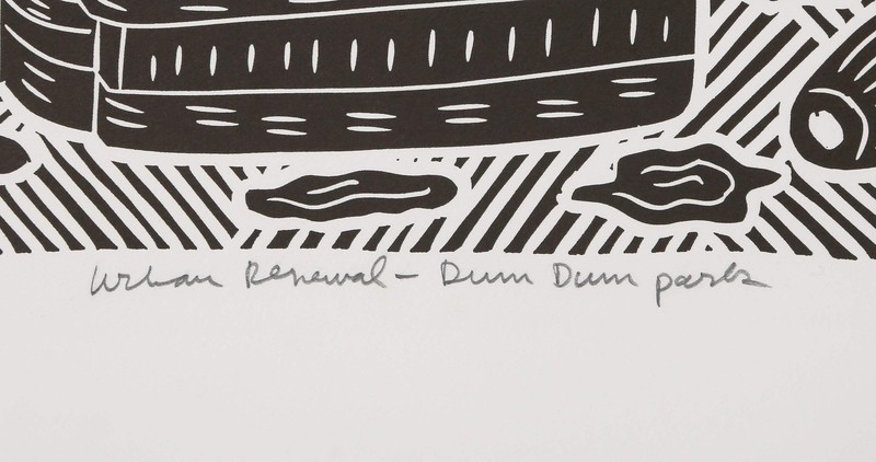 Richard Mock, Urban Renewal - Dum Dum Park, Linocut on BFK Rives, signed, titled gallery